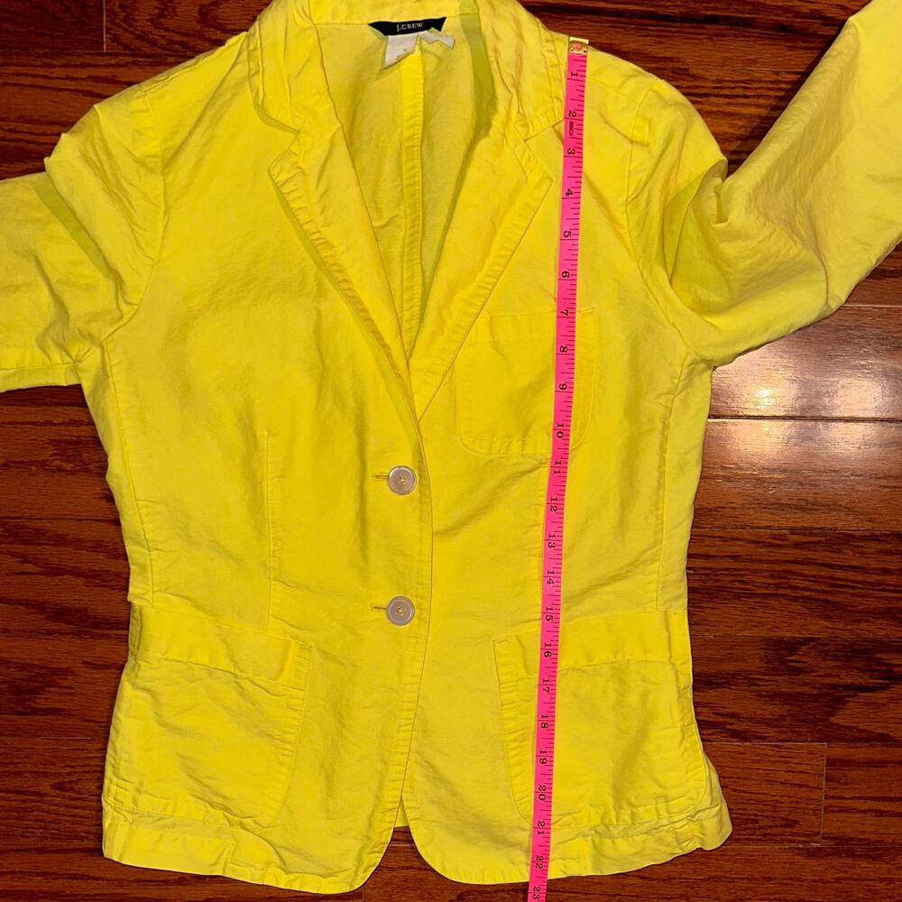 JCrew Linen Blend Bright Yellow 2-Button Blazer Jacket Size 0 - Picture 11 of 13